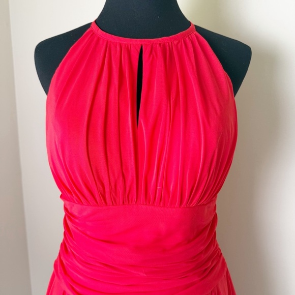 NWT JJs House A-line Halter Chiffon Cocktail Dress With Cascading Ruffles size 6 - Picture 4 of 16